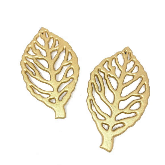Unbranded Other - Gold Leaf Cast Iron Trivets Pot Holders Set of 2